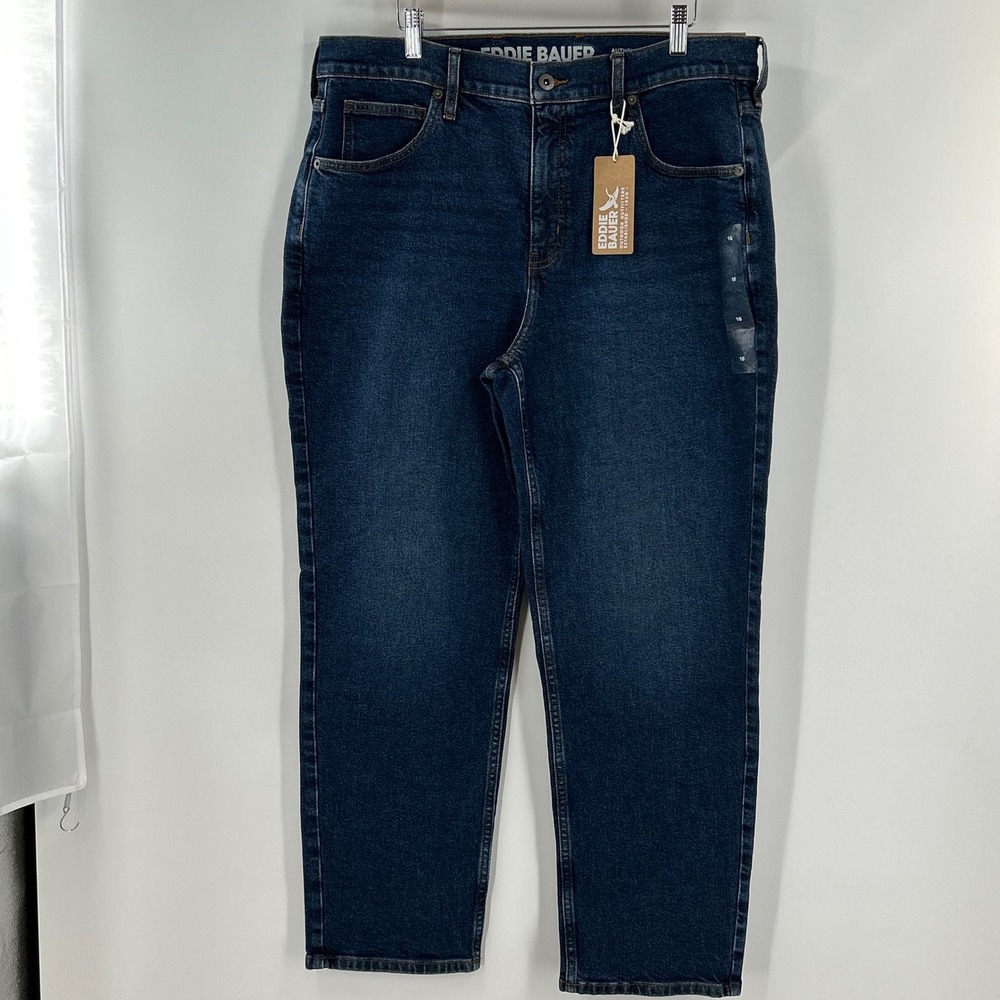 Eddie Bauer Authentic Voyager The Perfect Straight Jeans Dark‎ Wash High Rise 16
